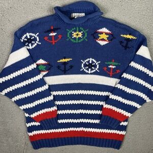 Vintage 90s Gina Peter Sweater Nautical Sailing Yacht Boating Knit Sweatshirt